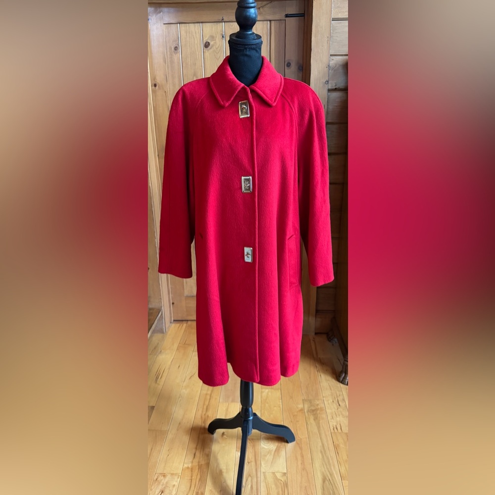 Vintage Mob Wife Jackie O Leslie Fay Swing Coat Wool Blend ‘50s ‘60s USA (L~XL) - Picture 16 of 17